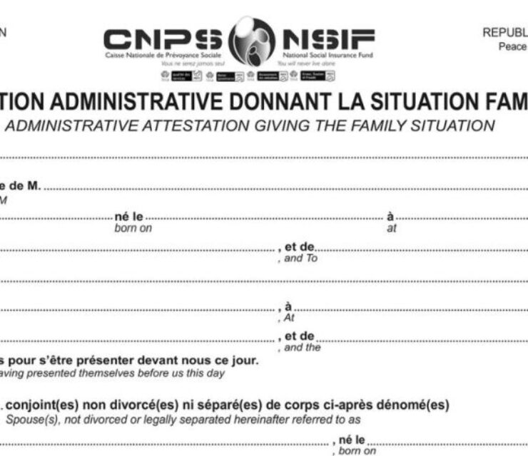 Attestation administrative donnant la situation familiale, CNPS Cameroun, PDF