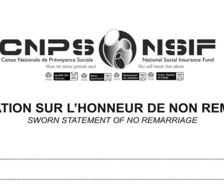 Attestation sur Honneur de Non Remariage, CNPS Cameroun, PDF