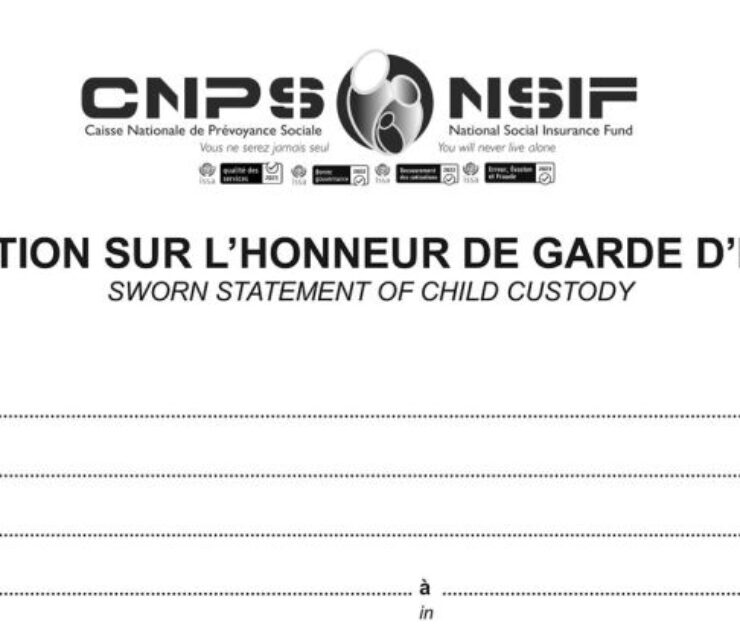Attestation sur l’honneur de garde d’enfants, CNPS Cameroun, PDF