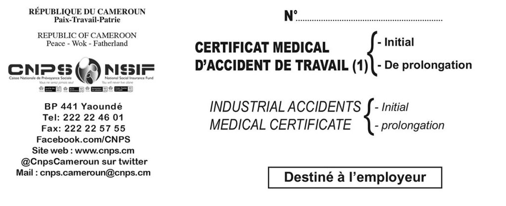 Certificat Médical d'accident de travail -Initial - de prolongation