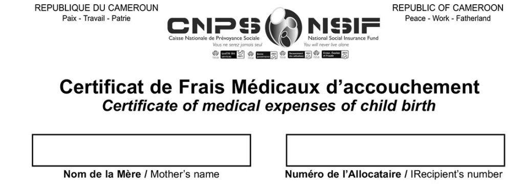 Certificat frais médicaux d’accouchement, CNPS Cameroun, PDF