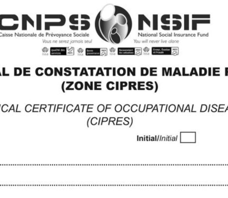 Certificat médical de maladie professionnelle CIPRES, CNPS Cameroun, PDF