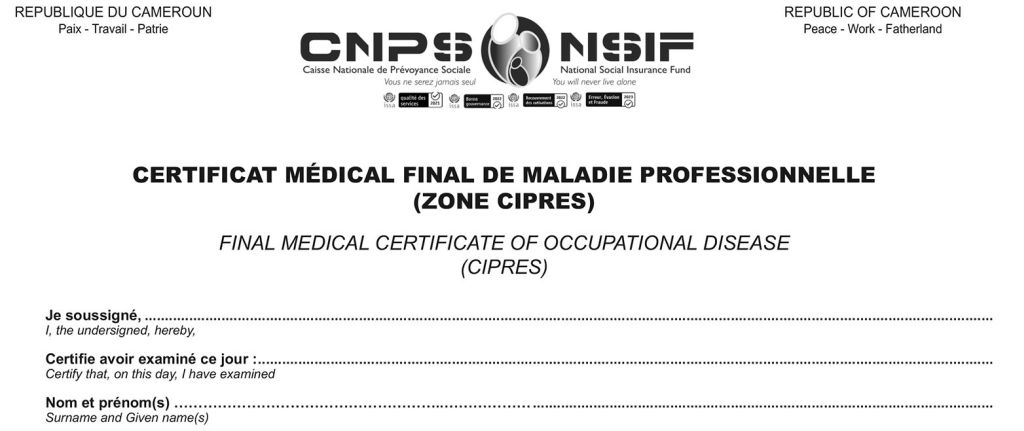 Certificat médical final de maladie professionnelle CIPRES