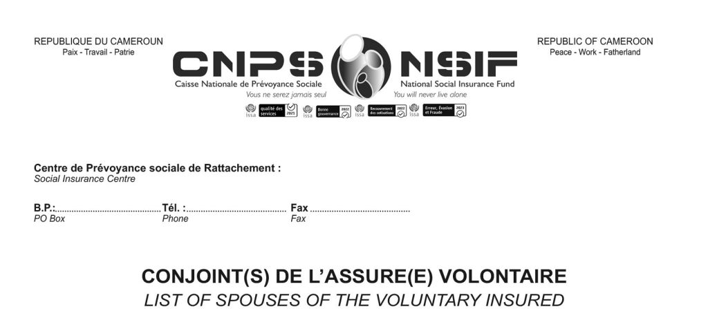 Conjoint(e) de l’assuré volontaire, CNPS Cameroun, PDF