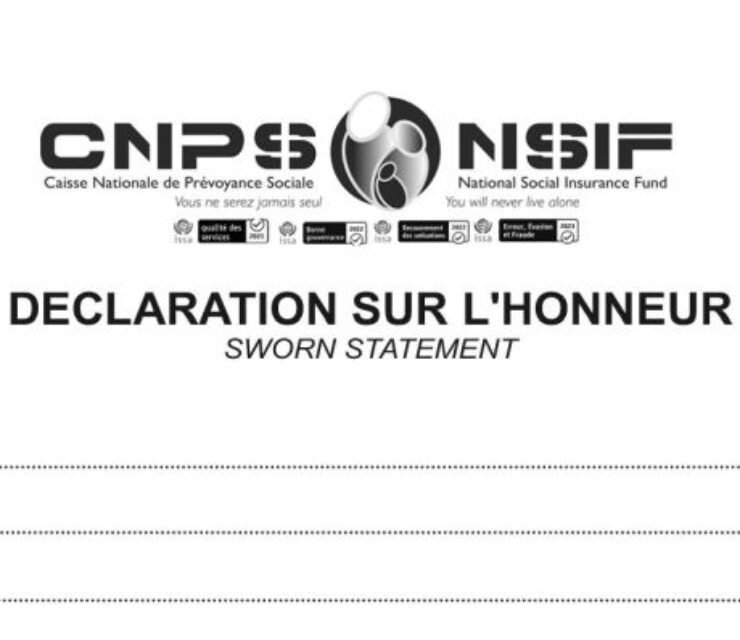 Déclaration sur l’honneur (assuré n’ayant pas d’acte de naissance), CNPS Cameroun, PDF
