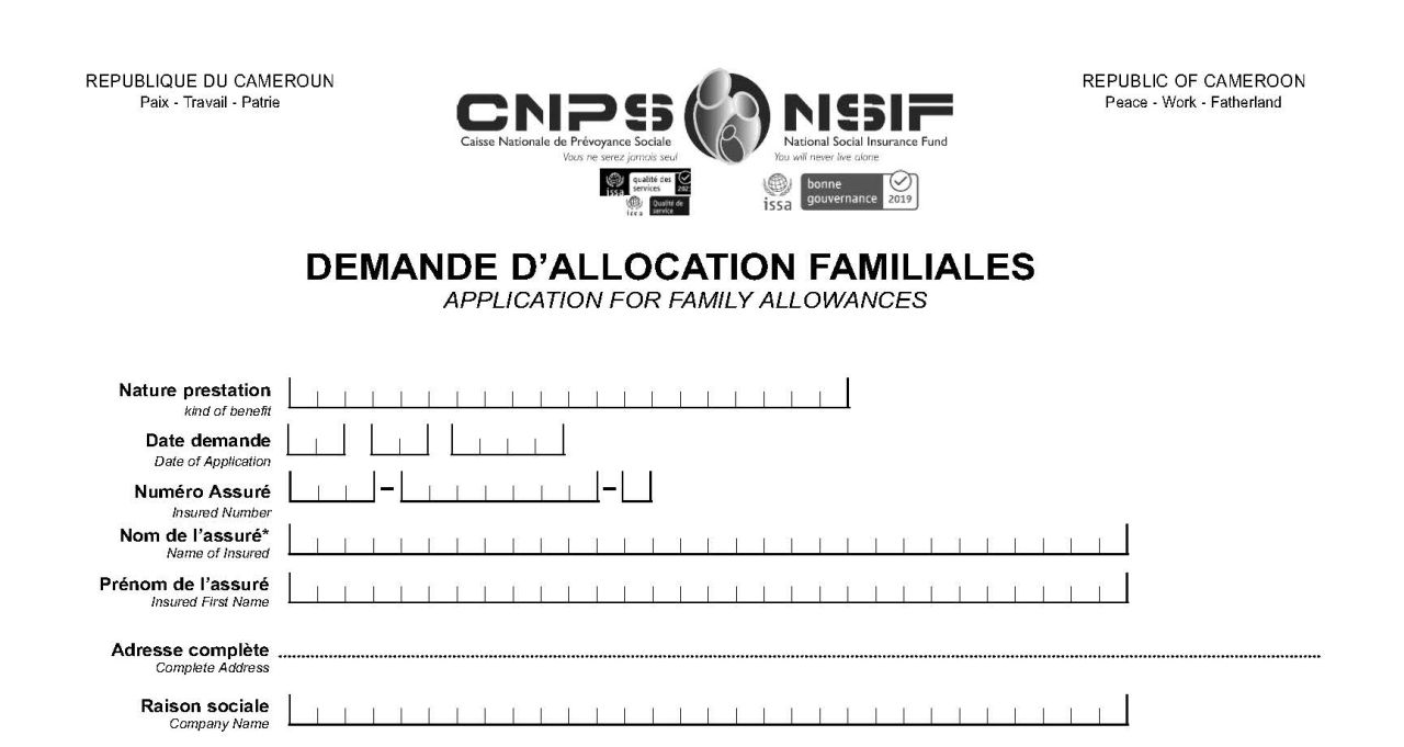 Demande Allocation Familiale, CNPS Cameroun, PDF