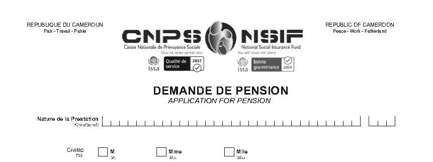 Demande de pension, CNPS Cameroun, PDF