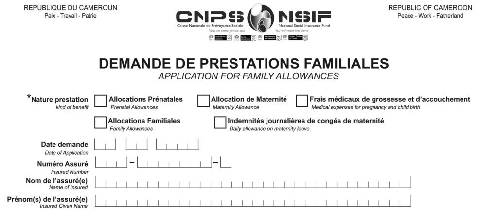 Demande de prestations Familiales, CNPS Cameroun, PDF