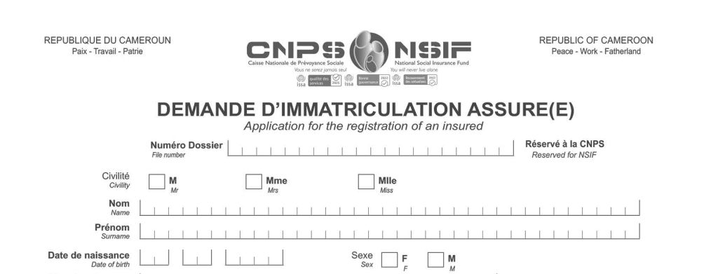 Demande d’immatriculation Assuré(e), CNPS Cameroun, PDF
